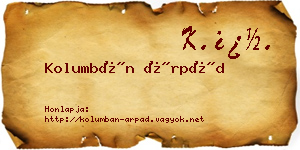 Kolumbán Árpád névjegykártya